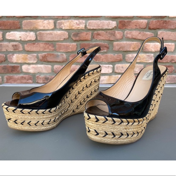 Valentino Patent Leather Espadrille Wedges - S 39 - Picture 4 of 10